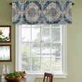 thumbnail image 3 of Blue Gray Boho Flower Curtain Valances for Windows, Kitchen Valance Window Treatments Panel 2 Pack, Vintage National Floral Rod Pocket Short Curtains for Bathroom Bedroom 42 x 18 Inch, 3 of 8