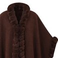 thumbnail image 4 of UTSJKR Women Knit Poncho Cape Open Front Faux Fur Trim Edge Loose Batwing Sleeve Shawl Wrap Coat for Autumn Winter Coffee, 4 of 4