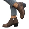 thumbnail image 2 of Willtoo Women's Block Heel Ankle Boots Side Zipper Retro Patchwork Casual Booties, Comfort Low Heel Daily Dress Short Boots, 2 of 5