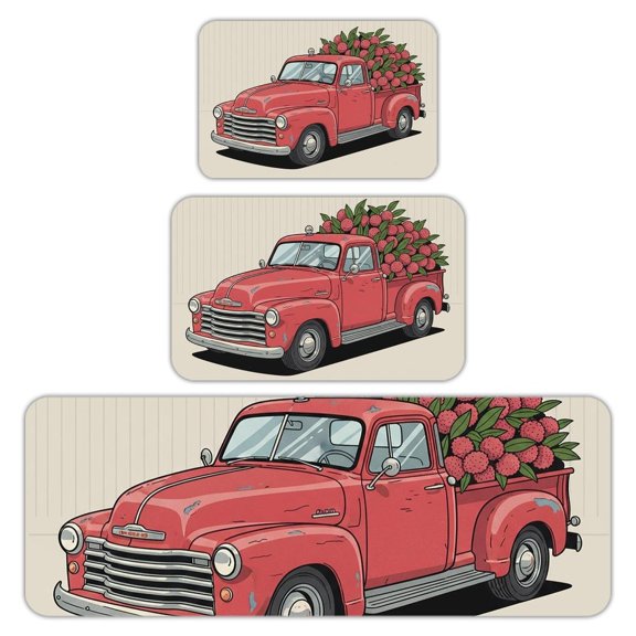 RKSupls Kitchen Rug Set 3 Piece Anti-Slip Flannel Floor Mats, Sweet Home Seasonal Washable Absorbent Runner Mats for Kitchen Bathroom Home Decor