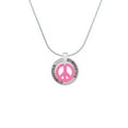thumbnail image 2 of Delight Jewelry Acrylic Small Hot Pink Peace Sign Gymnastics Ring Charm Necklace, 18", 2 of 4