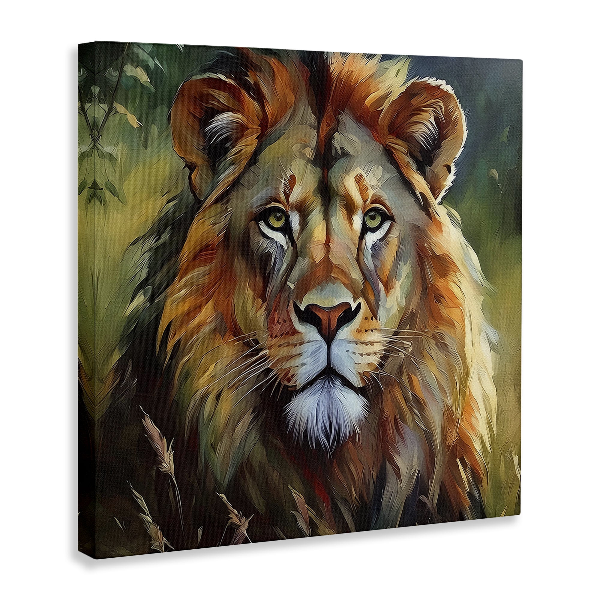 Stupell Industries Painterly Lion Portrait Animals Painting Wrapped Canvas Art Print Wall Art, 17 x 17