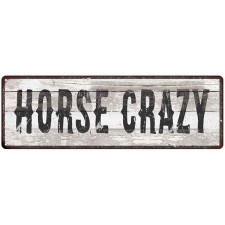 - HORSE CRAZY Ship Lap Look Country Chic 6x18 Metal Sign Wall Decor 206180044117
