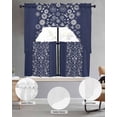 thumbnail image 2 of Japanese Swag Kitchen Curtains Sets for Windows 24 Inch Length, Navy Blue Country Flowers Leaves Aesthetic Short Window Curtain Panels Swags Valances and Tiers 3 Piece Set for Cafe/Dining Room, 2 of 5