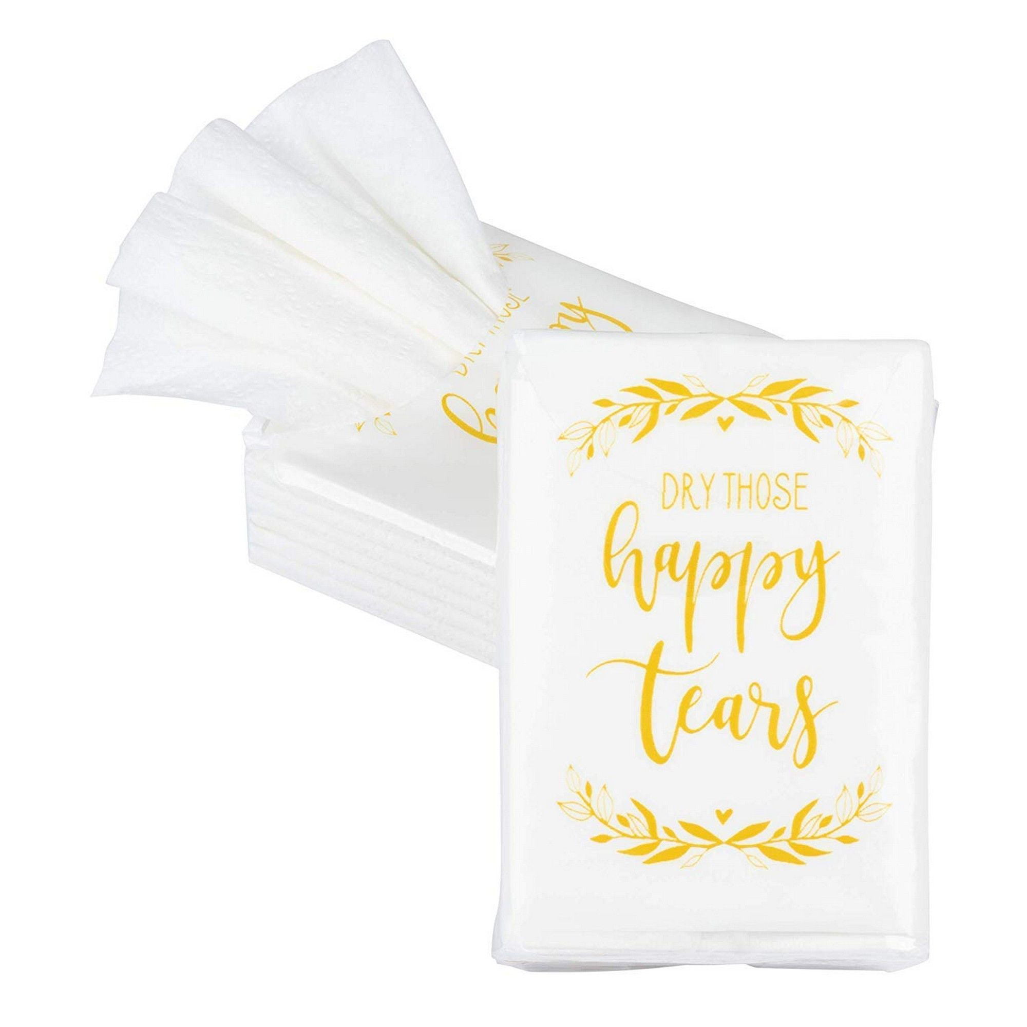 Wedding Tissues 5 Packs of 10 3-Ply Tissues Bride and Groom Tears Of Joy 