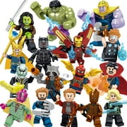 16 Pcs/Set Superhero Thor Iron Man Wolverine Hulk Action Figures Building Blocks Toys for Boys Girls Birthday Christmas Gifts Collectible Superhero Toys