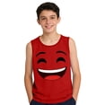 thumbnail image 4 of Girls Face Tank Top Soft Stretchy Polyester Spandex Sleeveless Crew Neck Retro Graphic Tee Youth Summer Tops Casual Play Shirt Ages 3-14 Red,Size 8 T, 4 of 6