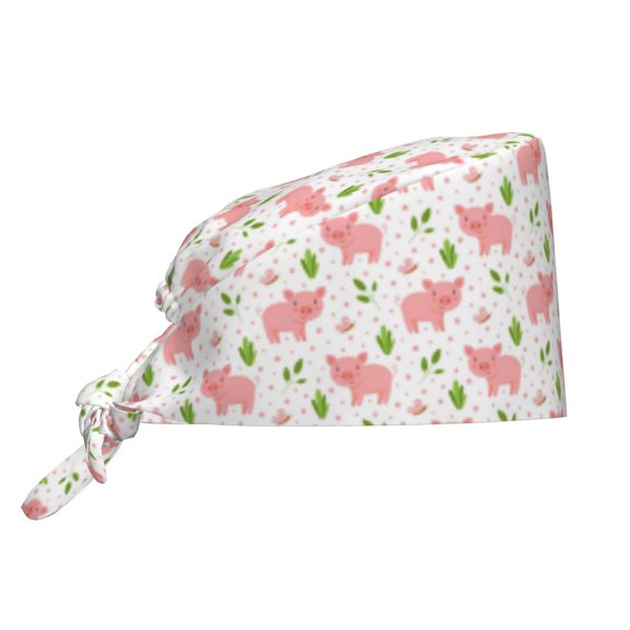 Yiaed Funny Little Pigs Print Turban Hat for Women Men Comfortable Adjustable Cleaning Working Cap with Sweatband