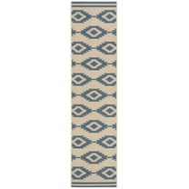 SAFAVIEH Beach House Vasiliki Geometric Indoor/Outdoor Runner Rug, Blue/Creme, 2'2" x 6'