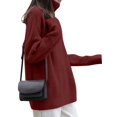 thumbnail image 4 of Women'S Loose Turtle Neck Long Sleeve Pullover Sweater Autumn and Winter Knitted Pullover Top Red One size, 4 of 9