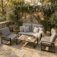 thumbnail image 2 of 4 Pieces All Weather Patio Conversation Set, Aiho Outdoor Furniture with Coffee Table & Removed Cushions, Gray, 2 of 10