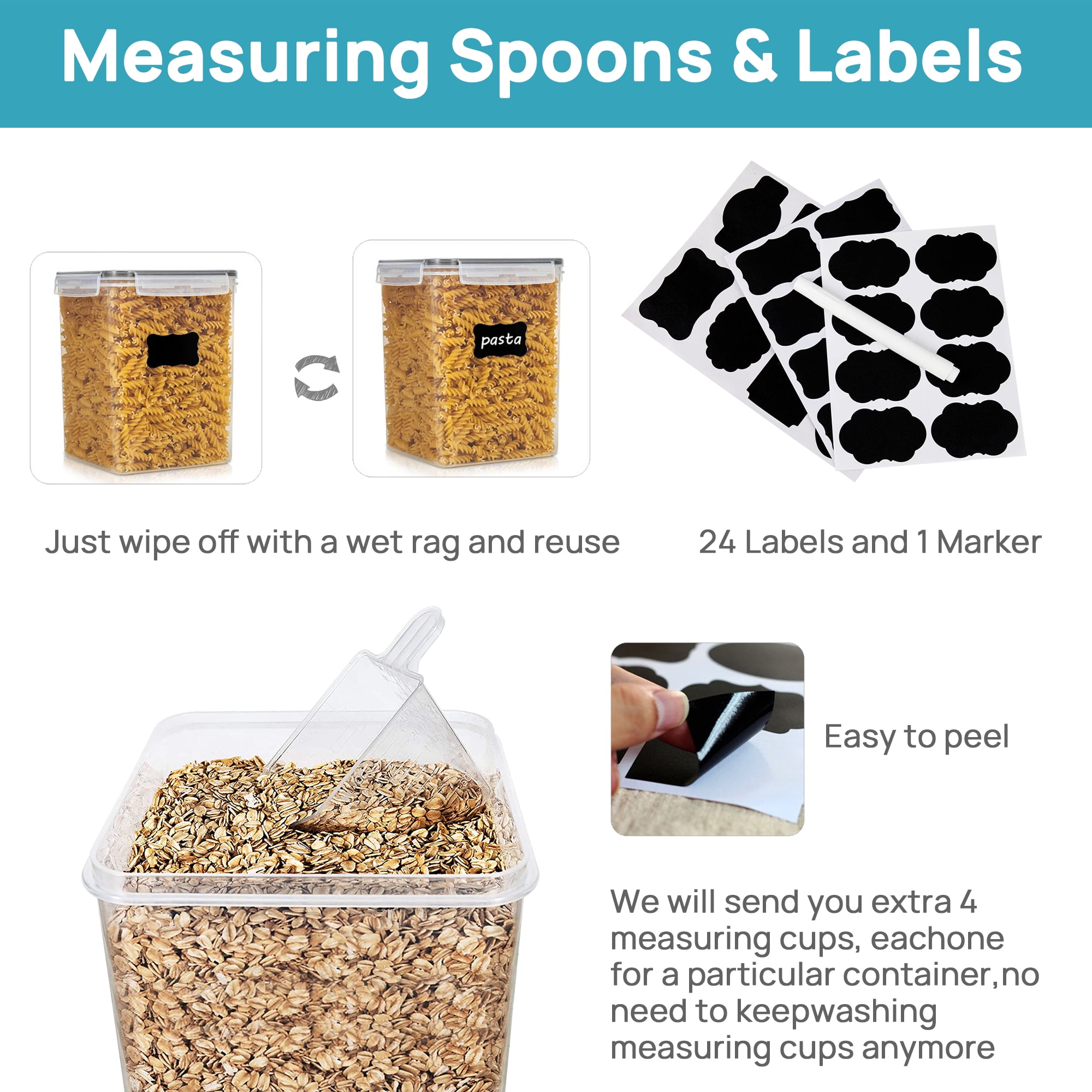 Sindcom 8 pcs Large Airtight Food Storage Containers, Sindcom Flour Canisters, for Kitchen Organization