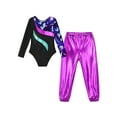 thumbnail image 4 of Doomiva Kids Girls Gymnastics Ballet Dance Leotard Bodysuit Unitard Jumpsuit with Jogger Pants Set Sport Tracksuit Navy&Rose 14, 4 of 7
