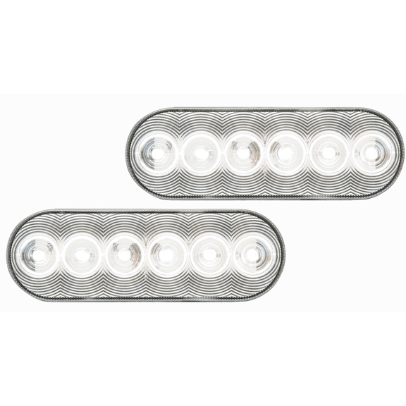 Optronics 2 Pack 6" Oval Clear 6 LED Back Up Light 2 Pin Connection BUL12CB