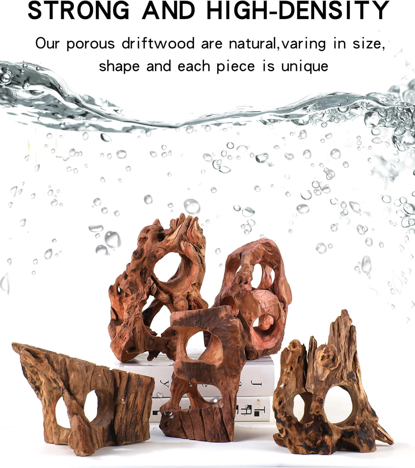 Aquarium Driftwood Cave for Betta Fish Shrimp Hideout, Natural Porous Driftwood for Aquascaping with Low Tannins, Fish Tank Decoration Hideaway with Protein Cotton