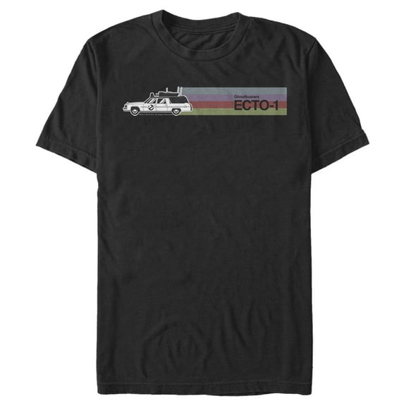 Men's Ghostbusters Ecto-1 Wagon Retro Stripe  Graphic Tee Black Small