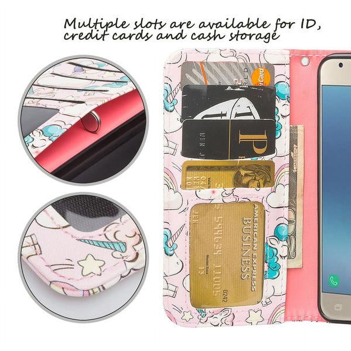 For Tracfone/StraightTalk For Samsung Galaxy J3 Orbit (S367VL) Case Pu Leather Flip Wallet Case [ID&Credit Card Slots] Phone Cases - Multi Unicorn - image 3 of 5