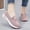Pink, variant on Women's Slip On Elastic Fly Knit Cushioned Walking Sneakers, Breathable Mesh Low Top Casual Daily Outdoor Footwear(Gray,5.5)