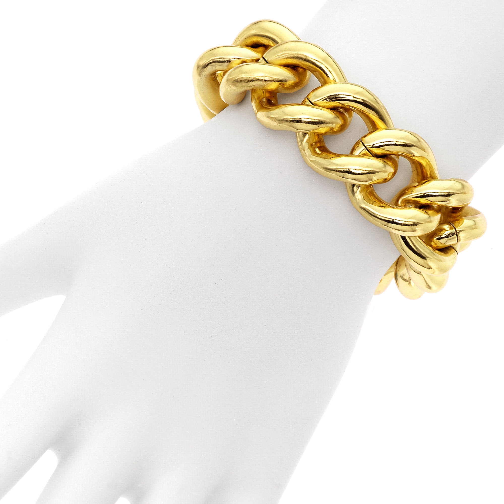 X & O 18KT gold plated classic groumette chain bracelet with toggle