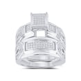 thumbnail image 2 of Sterling Silver His Hers Round Diamond Cluster Matching Wedding Set 1/2 Cttw, 2 of 5