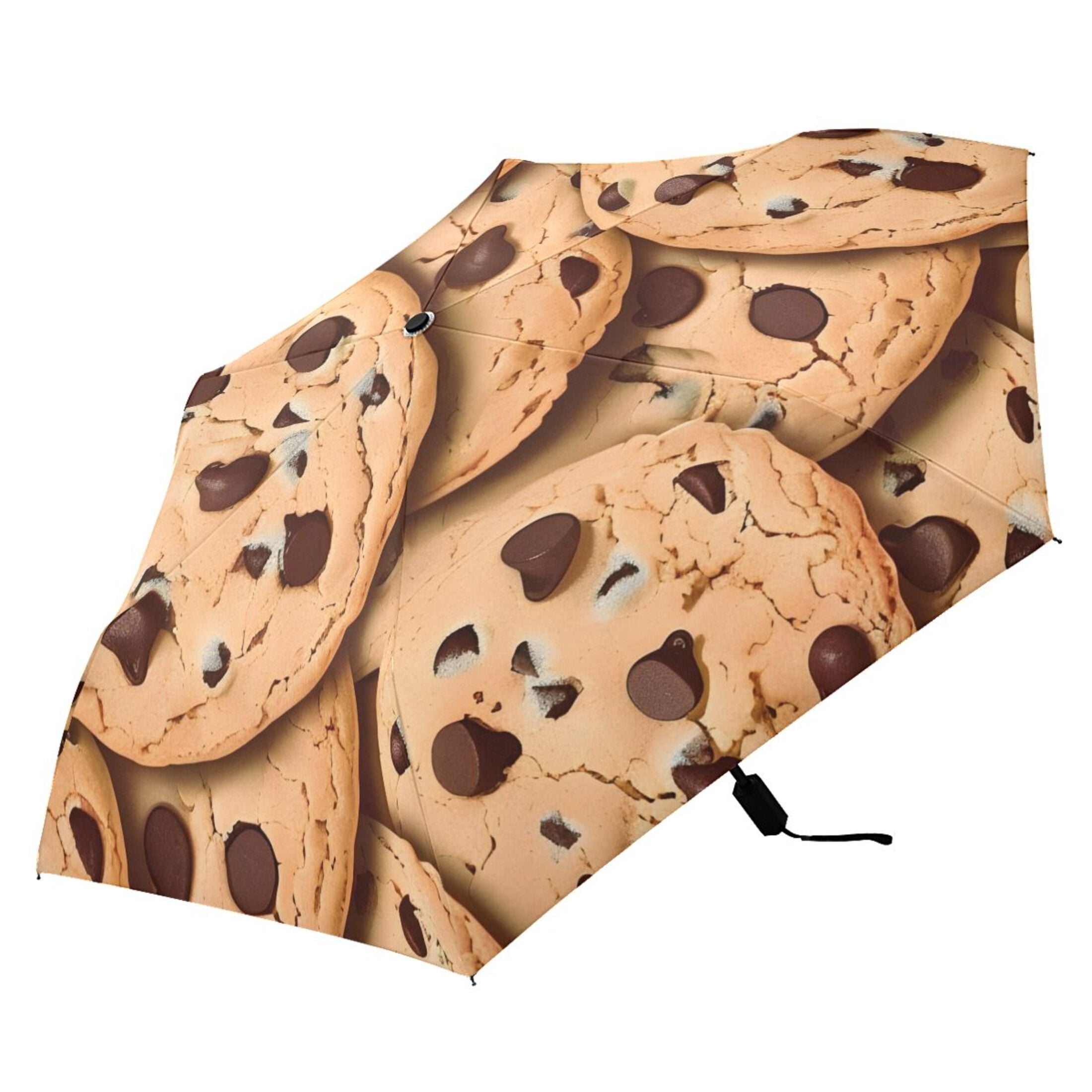 Chocolate Chip Cookies Compact Sun Umbrella Windproof Travel Umbrellas for Rain Strong Portable UV Protection