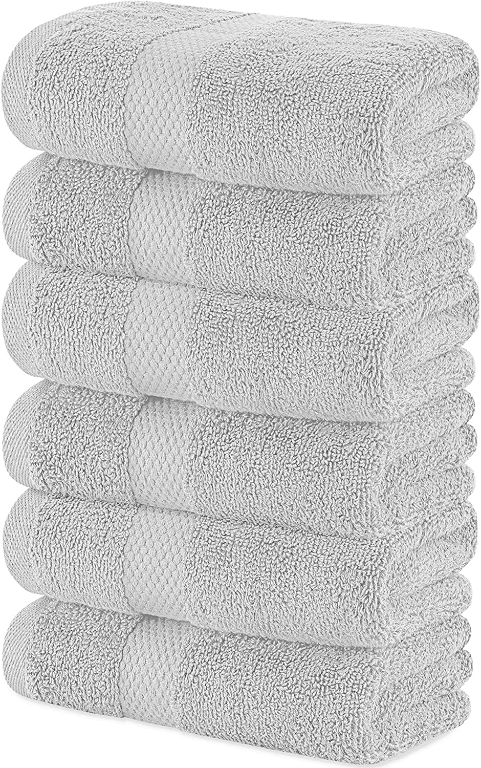 Luxury Silver Hand Towels Soft Cotton Absorbent Hotel towel 6Pack