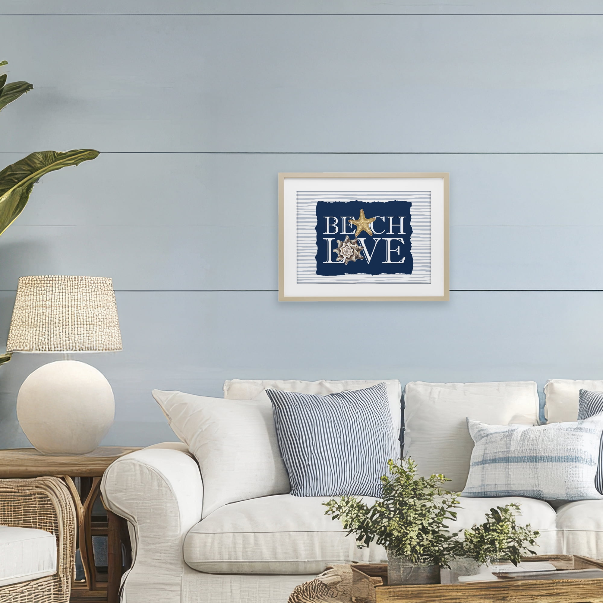 Stupell Industries Beach Love Seashells Birch Framed Print Under Glass, design by Kim Allen