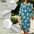 thumbnail image 5 of DISNIMO Palm Tree Printed Women's Linen Style Maxi Dresses Casual Loose Dress 3/4 Sleeve Midi Dresses Lightweight V Neck Dresses for Women, S, 5 of 6