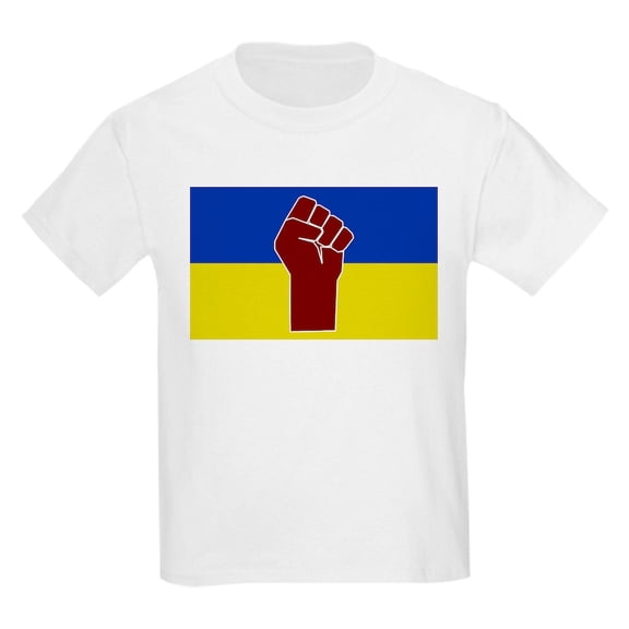 CafePress - Ukrainian Flag With Fist T Shirt - Light T-Shirt Kids XS-XL