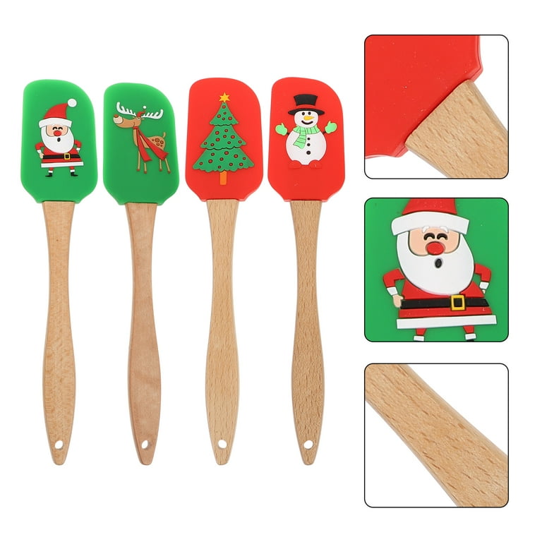 Cake Cream Silicone Spatula Christmas Themed Wooden Handle Pastry Batter  Mixing Scraper Baking Decorating Tools Kitchen Utensils - Baking & Pastry  Tools - AliExpress