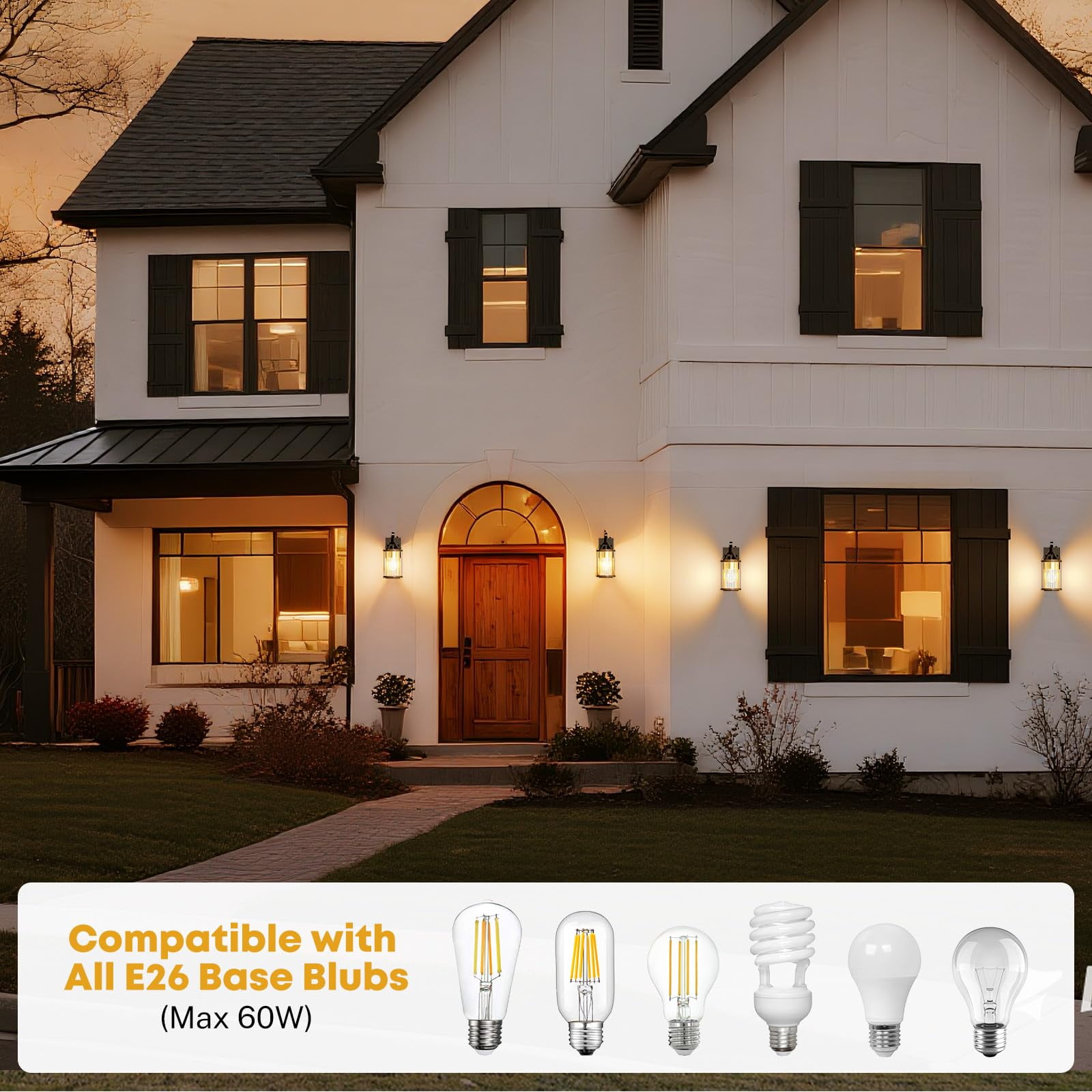 Dusk to Dawn Outdoor Porch Light with GFCI Outlet Anti-Rust Waterproof Industrial Outdoor Lantern Exterior Work Lights Rustic Wall Light,1 Pack