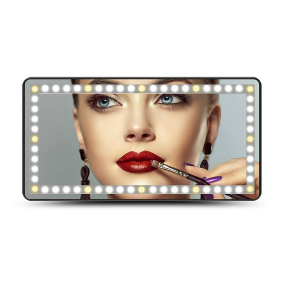 Espejo de tocador para visera de coche, espejo de maquillaje para coche con luces LED, 3 modos de luz, regulable, recargable, espejo retrovisor para coche y camión, espejo cosmético