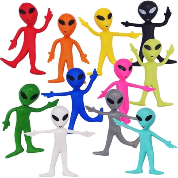 ArtCreativity Bendable Alien Figure Toys for Kids – Set of 12 Flexible Green Aliens, Fun Party Favors & Fidget Toys for Ages 3 