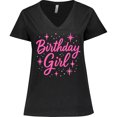 thumbnail image 3 of Inktastic Neon Pink Birthday Girl Women's Plus Size V-Neck T-Shirt, 3 of 5