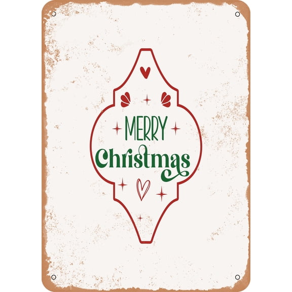7 x 10 METAL SIGN - Merry Christmas - 3 - Vintage Rusty Look