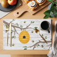 thumbnail image 2 of Bees Branches Placemats Set of 6, Farmhouse Spring Botanical Wooden Placemats for Dining Table, Place Mats for Kitchen Tabletop, Waterproof Wipeable Dining Table Mats Set, 2 of 9