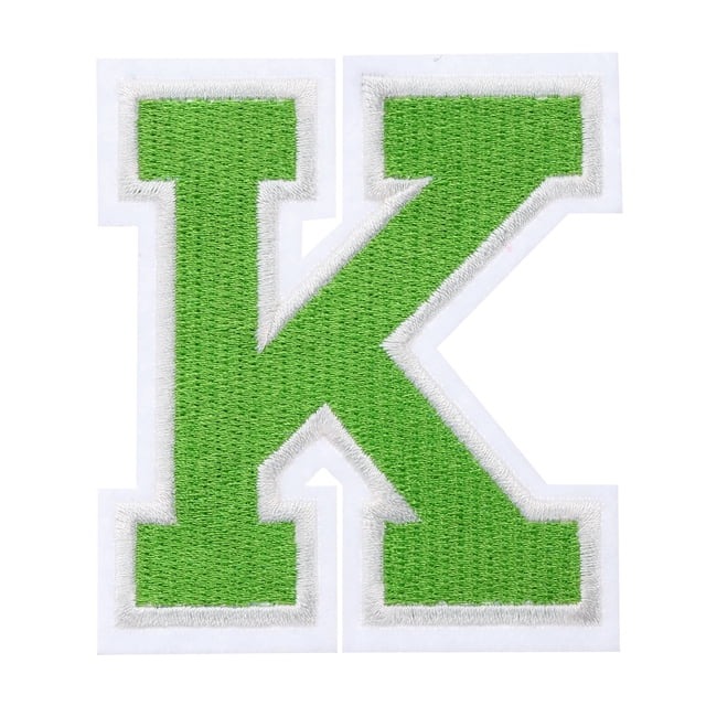 Iron on Letter Patches, 3 Inch Letter K, Iron on Letter Patches Large, Embroidered Letter Patches Green