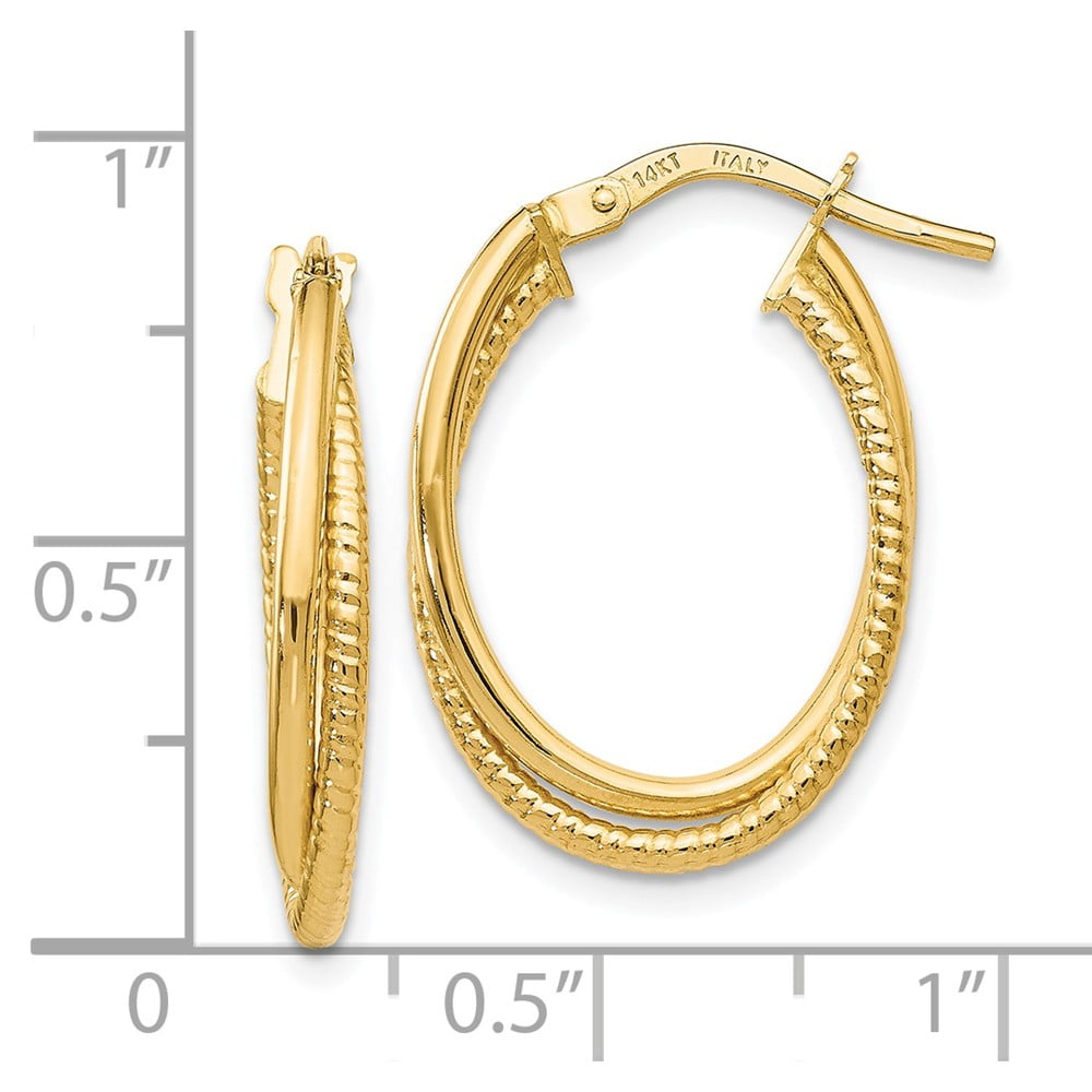 Leslie's 14K Yellow Gold & White Rhodium Polished Fancy Hoop Earrings 