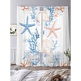 thumbnail image 4 of Summer Ocean Sheer Curtains 84 Inch Long 2 Panels, Orange Blue Coral Shell Starfish Coastal Light Filtering Rod Pocket Curtains, Sheer Voile Drapes for Living Room Bedroom, 52"x84", 4 of 8
