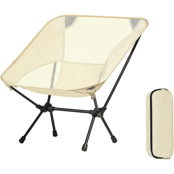 Portable Camping Chair Lightweight Compact Folding Chair Mesh for Outdoor Camp Travel Beach Picnic Festival Hiking Backpacking White