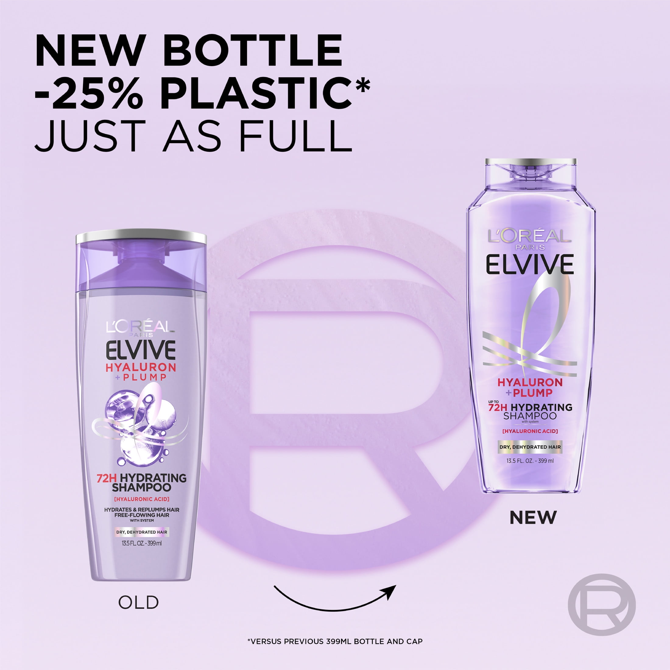 L'Oreal Paris Elvive Hyaluron Plump Hydrating Shampoo, 72H Intense Moisture, Squeeze, 13.5 fl oz
