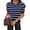 Blue-white Striped, variant on Wiholl Short Puff Sleeve Sweaters for Women Knit Tops Crewneck Tops Casual Fall Sweaters Brown Tops for Women