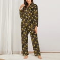 thumbnail image 2 of KLL Flying Furry Honey Bees Print Women's Long Sleeve Pajamas with Pants Sleepwear Loungewear 2 Set-XX-Large, 2 of 7