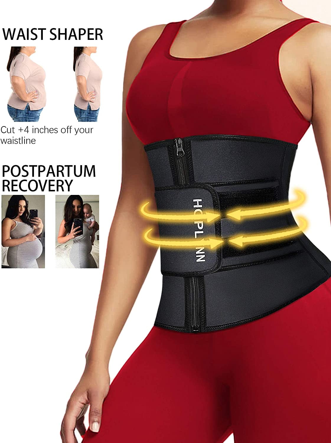 HOPLYNN Neoprene Sweat Waist Trainer for Women Weight Loss Waist Cinchers Trimmer Corset Belt for Women Postpartum