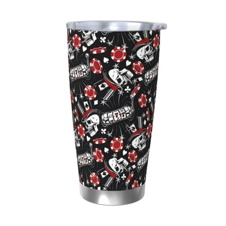 

Salouo Vintage Skull Casino Print 20oz Tumbler with Lid Stainless Steel Vacuum Insulated Tumbler Durable Insulated Coffee Mug Thermal Cup with Splash Proof Sliding Lid-Without Straw