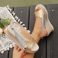 thumbnail image 6 of Dakaela Women's Platform Wedges Sandals Open Toe Buckle Slingback Espadrilles 2.95 Inch Slip on Summer Dressy High Heels Size 6-10 Gold, 6 of 9