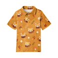 thumbnail image 4 of T Shirts for Girls Short Sleeve Henley Cute Cartoon Animal Print Back to School Uniform Button Closure Comfy Active Polo Shirts, 160, 4 of 5