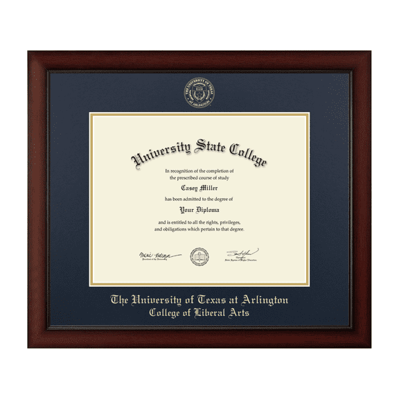 The University of Texas at Arlington College of Liberal Arts Diploma Frame, Document Size 14" x 11"
