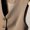 thumbnail image 6 of GEWSEY Women's Waistcoat Vest Button Down Sleeveless V-Neck Slim Fit Paired Fully Lined Business Casual Waistcoat with Pockets (Brown, S), 6 of 6