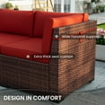thumbnail image 3 of POTEBAN Patio Furniture Set, 7-Piece Outdoor Sectional All-Weather Wicker Patio Conversation Set for Backyard (Wine Red Cushions with Brown Rattan), 3 of 7